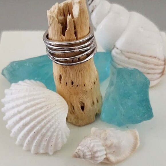 Jewelry - Handcrafted Silver 5 Row Ocean Ripple Ring Size 6